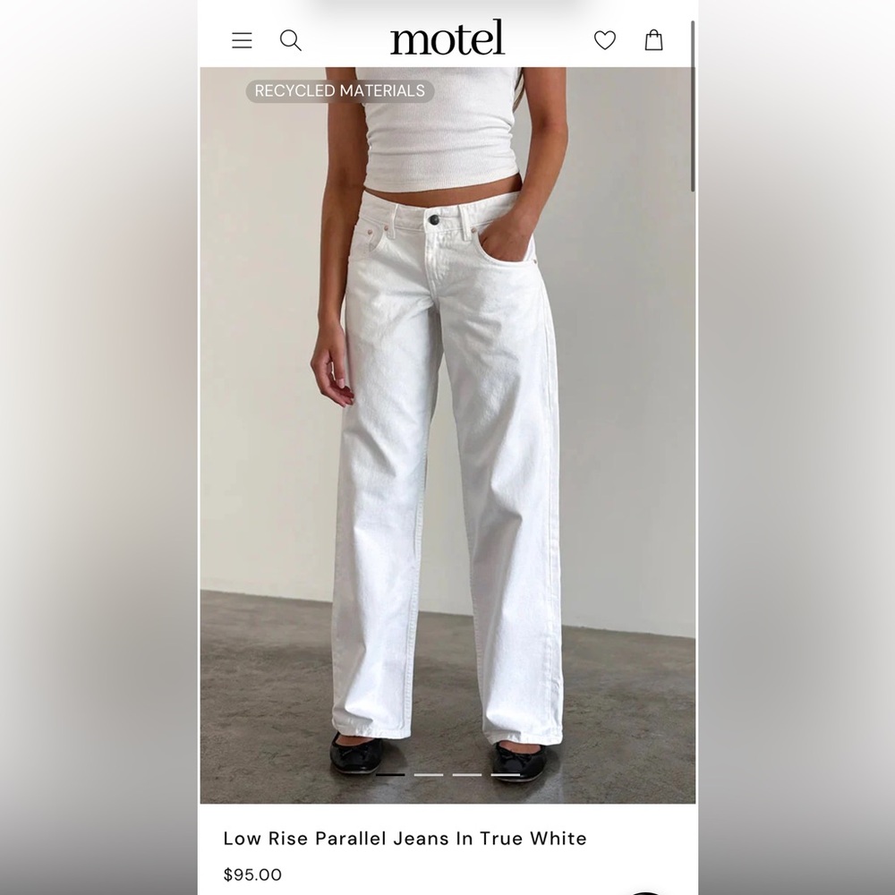 Motel Rocks Low Rise Parallel Jeans In True White size W30 L34